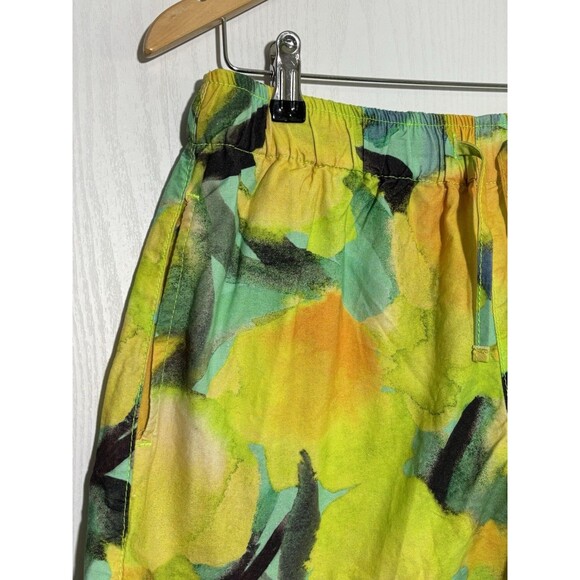 TOPSHOP Lemon Print Shorts Womens Med 8 10 Green Yellow Cotton Drawstring New 3" - Picture 4 of 11